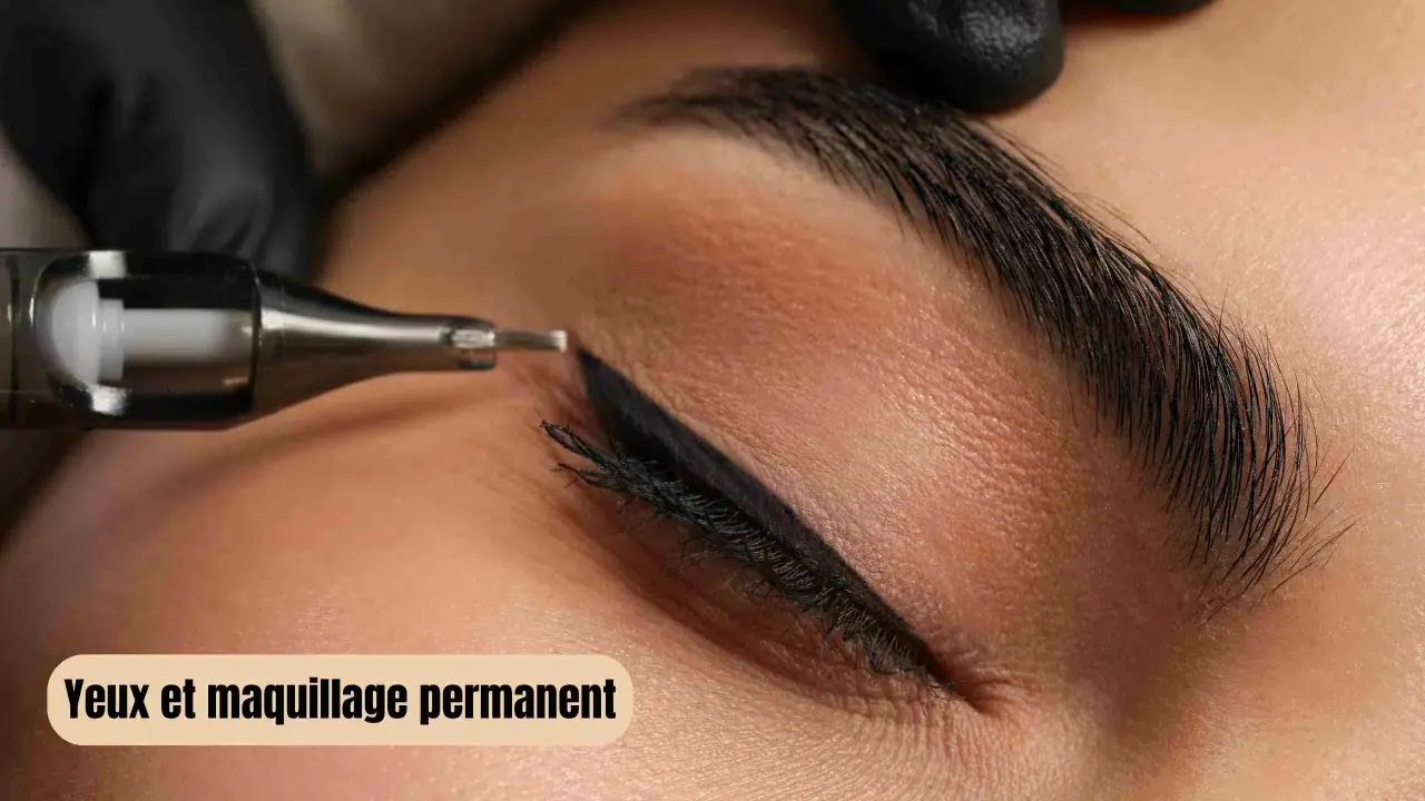 Un appareil de maquillage permanent est utilisé pour créer un trait d'eye-liner précis sur un œil.