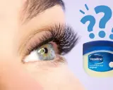Un œil avec des cils volumineux à côté d'un pot de Vaseline. Est-ce le secret pour des cils parfaits ?