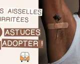 SOS aisselles irritées : 5 astuces pour apaiser l'eczéma. Un pansement et une fleur sur une aisselle suggèrent un soin doux.